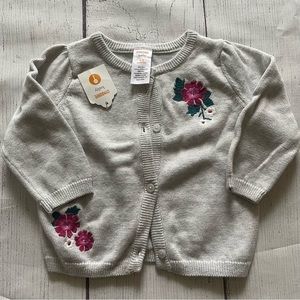 Gymboree Grey Floral Cardigan Size 3-6 months